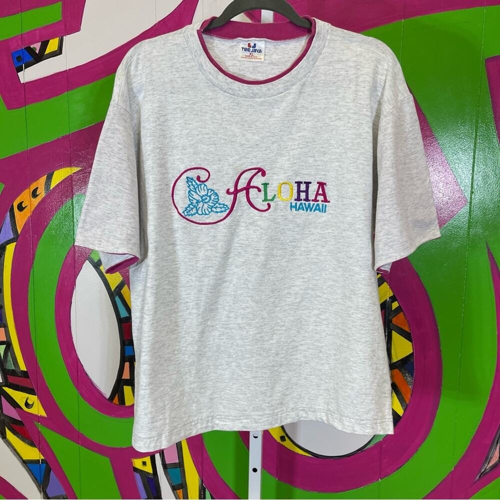Tee Jays, Aloha Embroidered T-Shirt. Size XL. Good used condition!
